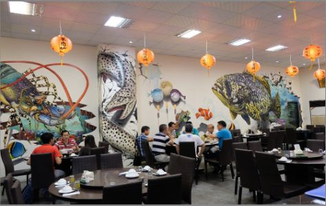 焦作海鲜餐厅墙体彩绘